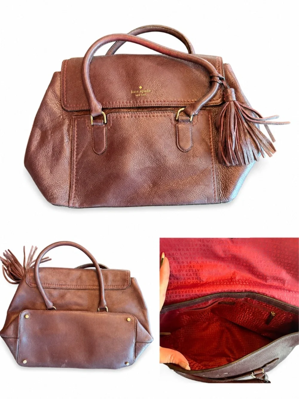 Garage Blowout Kate Spade Burgundy Leather Tassel Satchel Bag